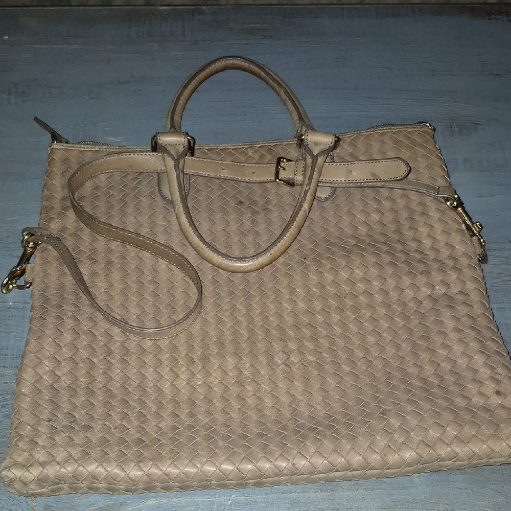Margot Tan Woven Tote Bag